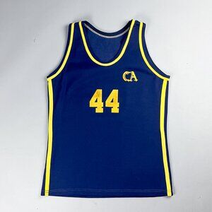 Vintage Basketball Jersey | 50's Mid Century Saxon Athletics Navy & Gold Striped